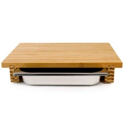 Cleenbo Classic Schneidebrett 43x29 Cm, Bambus Bicolor Mit Edelstahlwanne -Grill Konigreich Geschaft cleenbo classic gn bamboo bicolor 8e165b1c7cf15ae9f61f4f4663b6603d