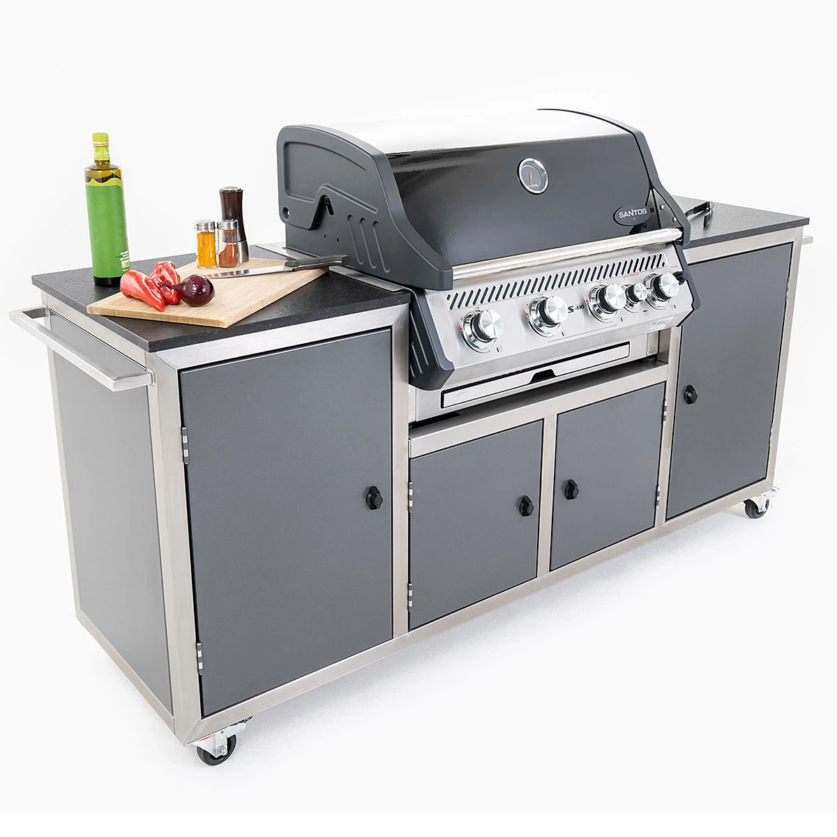 INDRAdesign Blackline Gasgrillstation Mit SANTOS Free S-410, Anthrazit 11 INDRAdesign Blackline Gasgrillstation Mit SANTOS Free S-410, Anthrazit – Bild 9