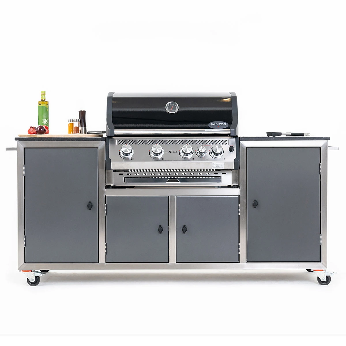 INDRAdesign Blackline Gasgrillstation Mit SANTOS Free S-410, Anthrazit 6 INDRAdesign Blackline Gasgrillstation Mit SANTOS Free S-410, Anthrazit – Bild 4