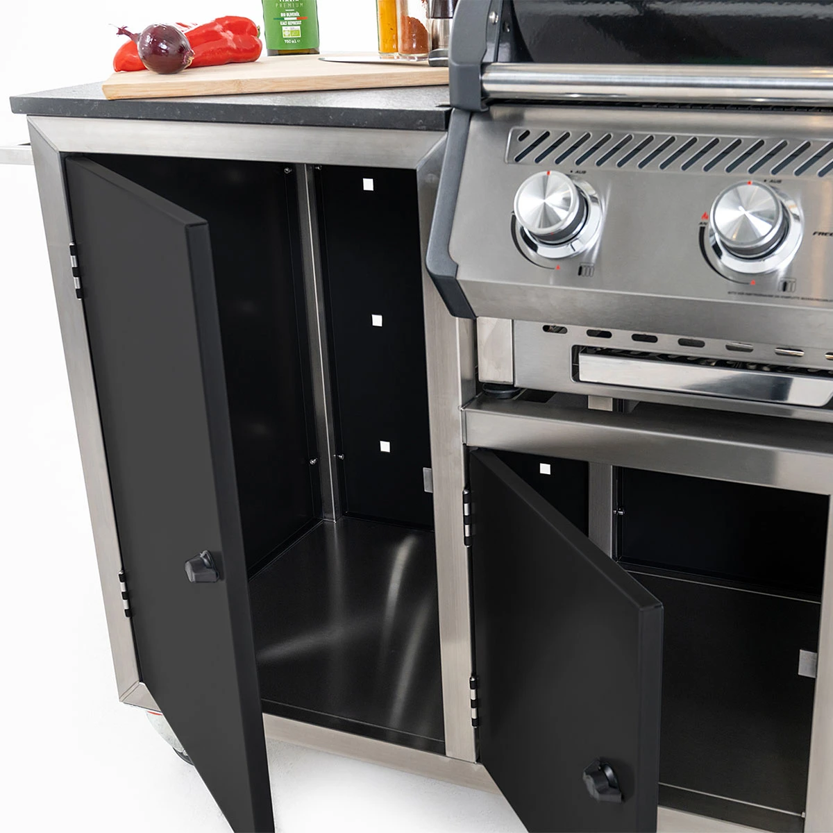 INDRAdesign Blackline Gasgrillstation Mit SANTOS Free S-410 & Kühlschrank / Schwarz 7 INDRAdesign Blackline Gasgrillstation Mit SANTOS Free S-410 & Kühlschrank / Schwarz – Bild 5