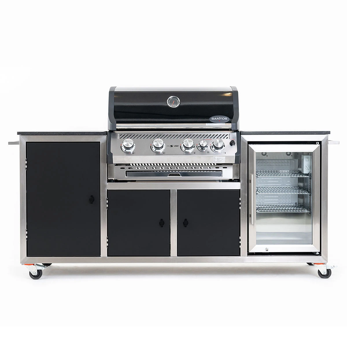 INDRAdesign Blackline Gasgrillstation Mit SANTOS Free S-410 & Kühlschrank / Schwarz 4 INDRAdesign Blackline Gasgrillstation Mit SANTOS Free S-410 & Kühlschrank / Schwarz – Bild 2