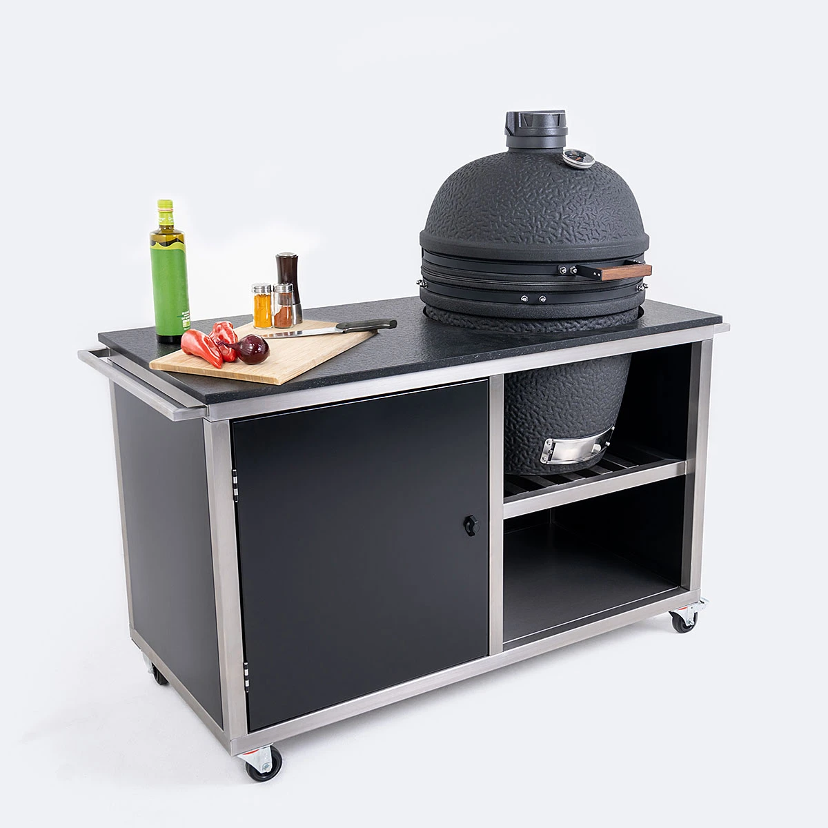 INDRAdesign Blackline Küchenmodul Für Keramikgrill Ø 60 Cm, Schwarz 3 INDRAdesign Blackline Küchenmodul Für Keramikgrill Ø 60 Cm, Schwarz