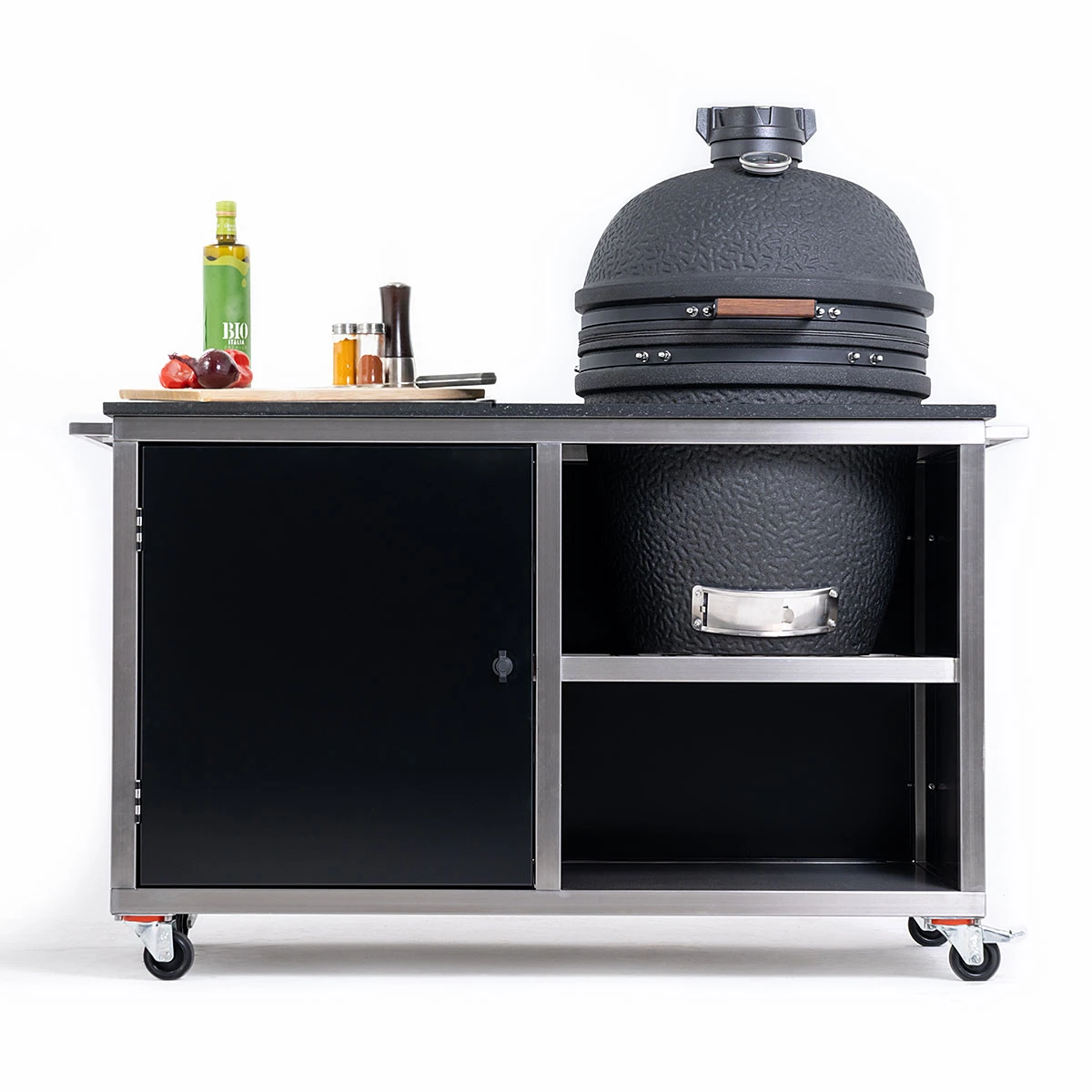 INDRAdesign Blackline Küchenmodul Für Keramikgrill Ø 60 Cm, Schwarz 4 INDRAdesign Blackline Küchenmodul Für Keramikgrill Ø 60 Cm, Schwarz – Bild 2