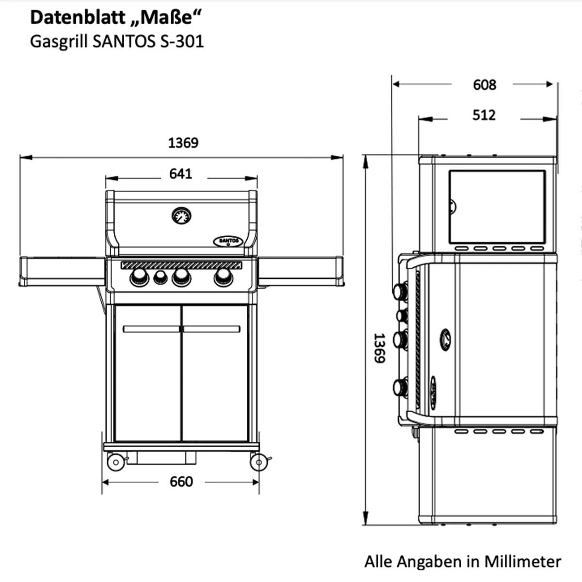 SANTOS S-301 Mit Seitenkocher, Edelstahl 10 SANTOS S-301 Mit Seitenkocher, Edelstahl – Bild 8