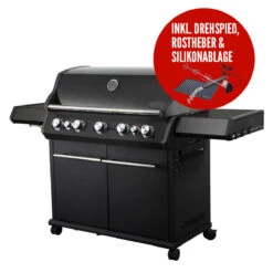 SANTOS S-518 All Black Mit Seiten- Und Heckbrenner, Schwarz, Inkl. Drehspieß, Rostheber & Silikonablage & Graviertes ZWILLING Pro Messer -Grill Konigreich Geschaft santos s 518 all black mit seiten und heckbrenner schwarz inkl drehspie rostheber silikonablage ed5bd0366b1063a2dee117b32a0d92fc
